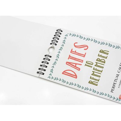 Calendário Perpétuo Rústico Floral de Parede, Lembrador de Aniversário e Eventos, Livro/Agenda/Organizador de Cartões - Inkdotpot 27,94 Cm × 13,72 Cm / Branco