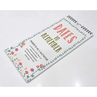 Calendário Perpétuo Rústico Floral de Parede, Lembrador de Aniversário e Eventos, Livro/Agenda/Organizador de Cartões - Inkdotpot 27,94 Cm × 13,72 Cm / Branco
