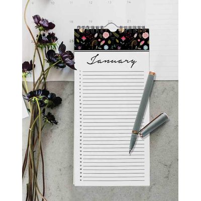 Calendário Perpétuo Floral de Parede, Lembrete de Aniversário/Eventos Especiais, Caderno/Agenda, Presente/Cartão, Planejador - Inkdotpot 27,94 Cm × 13,72 Cm / Multicolorido