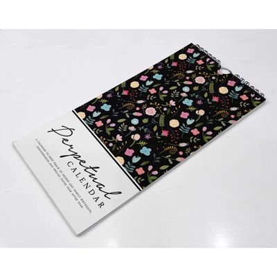 Calendário Perpétuo Floral de Parede, Lembrete de Aniversário/Eventos Especiais, Caderno/Agenda, Presente/Cartão, Planejador - Inkdotpot 27,94 Cm × 13,72 Cm / Multicolorido