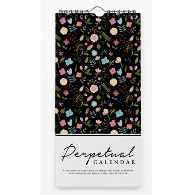 Calendário Perpétuo Floral de Parede, Lembrete de Aniversário/Eventos Especiais, Caderno/Agenda, Presente/Cartão, Planejador - Inkdotpot 27,94 Cm × 13,72 Cm / Multicolorido
