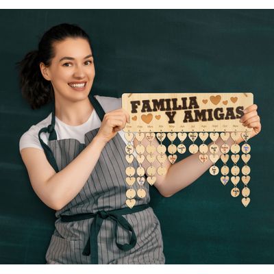 Placa Lembrete de Aniversários em Madeira, Calendário Perpétuo DIY, Presente Personalizado para Família, Mãe/Pai/Avós - Inkdotpot 40,64 Cm × 11,94 Cm / Marrom