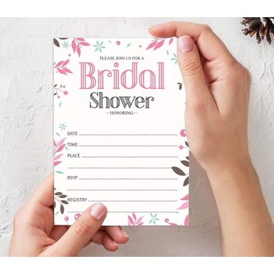 Cartões Quadrados em Branco para Chá de Noiva e Despedida de Solteira, Jogo Floral para Preencher Ideias de Presente, 50 Unid. - Inkdotpot 12,7 Cm × 17,78 Cm / Branco - O Que Tem no Seu Celular