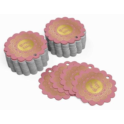 Etiquetas de Papel Metalizado Pendentes "Happy Diwali" para Lembrancinhas - Inkdotpot 100 Etiquetas Metalizadas / Rosa - Ouro Rosé