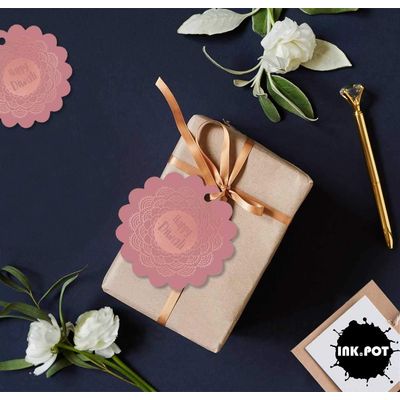 Etiquetas de Papel Metalizado Pendentes "Happy Diwali" para Lembrancinhas - Inkdotpot 100 Etiquetas Metalizadas / Rosa - Ouro Rosé