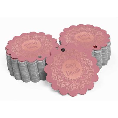 Etiquetas de Papel Metalizado Pendentes "Happy Diwali" para Lembrancinhas - Inkdotpot 100 Etiquetas Metalizadas / Rosa - Ouro Rosé