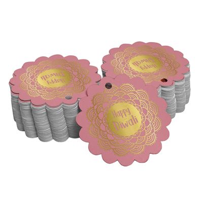Etiquetas de Papel Metalizado Pendentes "Happy Diwali" para Lembrancinhas - Inkdotpot 100 Etiquetas Metalizadas / Rosa - Ouro Rosé