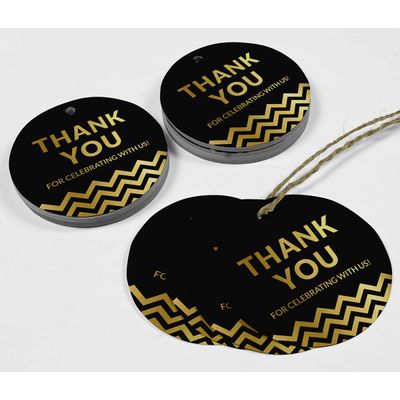 Etiquetas de Papel com Foil "Obrigado por Celebrar Conosco" para Festas e Eventos - Inkdotpot 100 Etiquetas Metalizadas / Preto - Dourado
