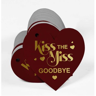 Etiqueta de Papel Metalizado 'Kiss The Miss Goodbye' para Lembrancinha de Chá de Noiva para Pendurar - Inkdotpot 50 Etiquetas Metalizadas / Vermelho - Prata