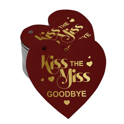 Etiqueta de Papel Metalizado 'Kiss The Miss Goodbye' para Lembrancinha de Chá de Noiva para Pendurar - Inkdotpot 50 Etiquetas Metalizadas / Vermelho - Prata