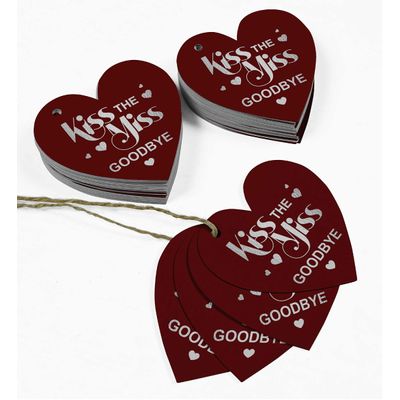 Etiqueta de Papel Metalizado 'Kiss The Miss Goodbye' para Lembrancinha de Chá de Noiva para Pendurar - Inkdotpot 50 Etiquetas Metalizadas / Vermelho - Prata