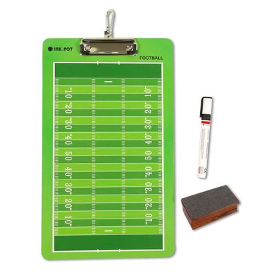 Prancheta Dupla-Face Apagável para Treinadores de Futebol com Marcador e Apagador - Inkdotpot 22,86 Cm × 38,1 Cm / Verde