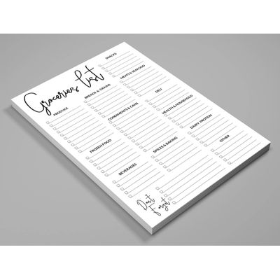 Bloco de Lista de Compras 23 x 15 cm, 54 Páginas, Planejador Semanal, 2020 - Inkdotpot 22,86 Cm × 15,24 Cm / Branco