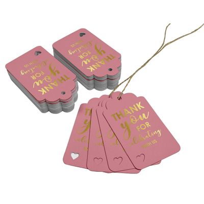 Etiquetas de Papel com Foil "Obrigado por Celebrar Conosco" para Festas e Casamentos - Inkdotpot 50 Etiquetas Metalizadas / Rosa - Dourado
