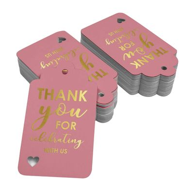 Etiquetas de Papel com Foil "Obrigado por Celebrar Conosco" para Festas e Casamentos - Inkdotpot 50 Etiquetas Metalizadas / Rosa - Dourado