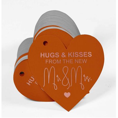 Tag para Garrafa de Casamento em Metalizado "Abraços & Beijos" - Inkdotpot 100 Etiquetas Metalizadas / Laranja - Ouro Rosé