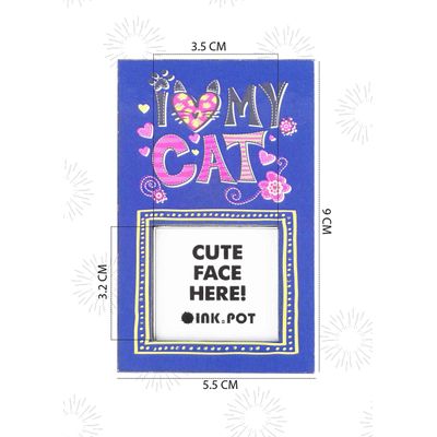 Porta-Retrato Magnético 'Amo Meu Gato' para Geladeira - Mini Porta-Retrato - Presente para Amante de Gatos | 9 x 5,5 cm - Inkdotpot 9 Cm × 5,5 Cm / Azul