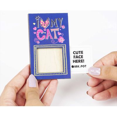 Porta-Retrato Magnético 'Amo Meu Gato' para Geladeira - Mini Porta-Retrato - Presente para Amante de Gatos | 9 x 5,5 cm - Inkdotpot 9 Cm × 5,5 Cm / Azul