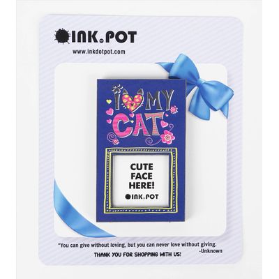 Porta-Retrato Magnético 'Amo Meu Gato' para Geladeira - Mini Porta-Retrato - Presente para Amante de Gatos | 9 x 5,5 cm - Inkdotpot 9 Cm × 5,5 Cm / Azul