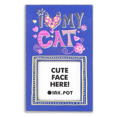 Porta-Retrato Magnético 'Amo Meu Gato' para Geladeira - Mini Porta-Retrato - Presente para Amante de Gatos | 9 x 5,5 cm - Inkdotpot 9 Cm × 5,5 Cm / Azul