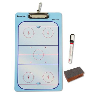 Prancheta Erasável Dupla Face para Treinadores de Hóquei com Marcador e Apagador - Inkdotpot 22,86 Cm × 38,1 Cm / Azul
