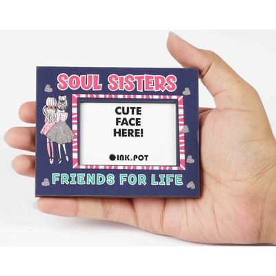 Moldura Magnética Para Foto Soul Sister - Amigas Para Sempre, Mini Para Geladeira, Presente Para BFF, Melhores Amigas 8 x 10 cm - Inkdotpot 8 Cm × 10 Cm / Azul