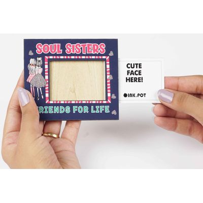 Moldura Magnética Para Foto Soul Sister - Amigas Para Sempre, Mini Para Geladeira, Presente Para BFF, Melhores Amigas 8 x 10 cm - Inkdotpot 8 Cm × 10 Cm / Azul