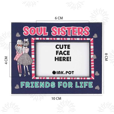 Moldura Magnética Para Foto Soul Sister - Amigas Para Sempre, Mini Para Geladeira, Presente Para BFF, Melhores Amigas 8 x 10 cm - Inkdotpot 8 Cm × 10 Cm / Azul