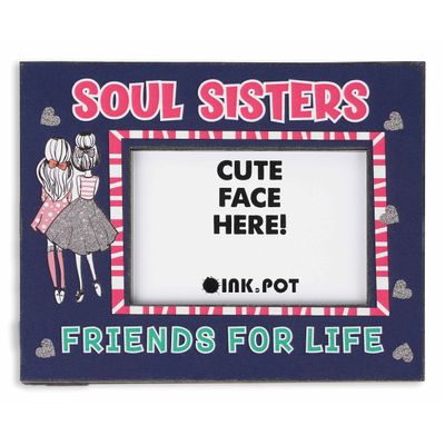 Moldura Magnética Para Foto Soul Sister - Amigas Para Sempre, Mini Para Geladeira, Presente Para BFF, Melhores Amigas 8 x 10 cm - Inkdotpot 8 Cm × 10 Cm / Azul