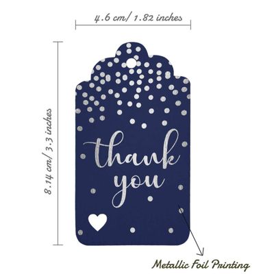 Etiquetas de Papel com Foil para Lembranças de Festas e Casamentos - Inkdotpot 50 Etiquetas Metalizadas / Azul - Prata