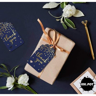 Etiquetas de Papel com Foil para Lembranças de Festas e Casamentos - Inkdotpot 50 Etiquetas Metalizadas / Azul - Prata