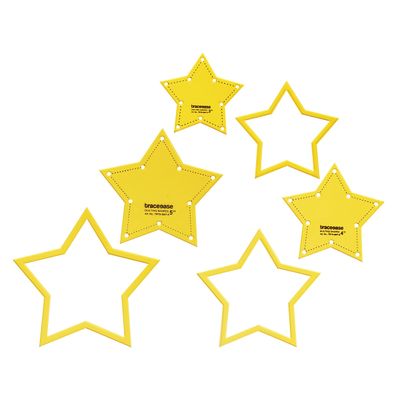Traceease Molde Estrela de 5 Pontas, Conjunto de 3 Estênceis (7,6/10,2/12,7 cm) para Quilting, Costura e Patchwork DIY - KB Amarelo