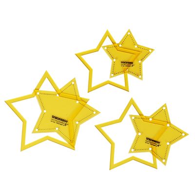 Traceease Molde Estrela de 5 Pontas, Conjunto de 3 Estênceis (7,6/10,2/12,7 cm) para Quilting, Costura e Patchwork DIY - KB Amarelo