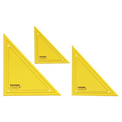 Estêncil Molde Triângulo 90° Conjunto 3 Peças (7,6/10,2/12,7 cm) para Costura, Quilt e Patchwork (U2) - Traceease Amarelo