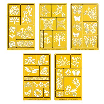 5 Peças Modelos de Desenho com Padrões de Borboleta e Floral para Scrapbooking, Design, Artesanato, DIY e Materiais de Arte - Traceease Amarelo