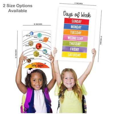 Traceease 10 Cartazes Educativos Laminados para Sala, Pré-Escola e Ensino em Casa — Alfabeto, Números, Meses, Emoções, Cores - IBA Crafts 22,86 Cm × 30,48 Cm / Multicolorido