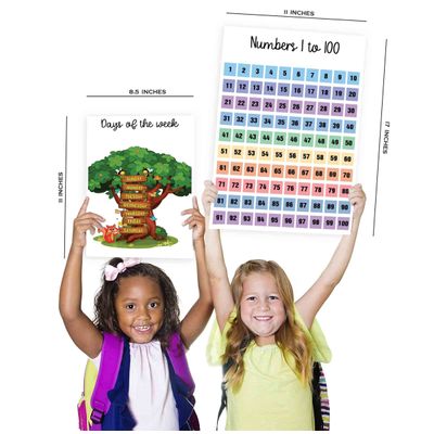Pacote com 25 Cartazes Laminados Educacionais para Ensino Fundamental — Mapas EUA e Mundo, Sistema Solar, Matemática e Mais - Traceease 21,59 Cm × 27,94 Cm / Multicolorido