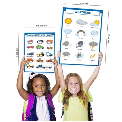 Pôster Educacional Traceease para Ensino Fundamental, c/ 25 Laminados Infantis: Mapas EUA e Mundo, Sistema Solar, Matemática - IBA Crafts 21,59 Cm × 27,94 Cm / Multicolorido