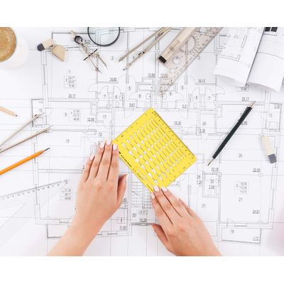 Estêncil Multi-Padrão de Flechas Multiuso, Molde Técnico para Fluxogramas e Símbolos Gráficos, Régua de Desenho, Conjunto de 8 - Traceease Amarelo