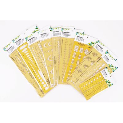 Traceease Multi Gabarito de Jóias para Anéis - Estimador de Tamanho e Peso de Pedras e Diamantes - Pacote com 10 Peças - IBA Crafts Amarelo