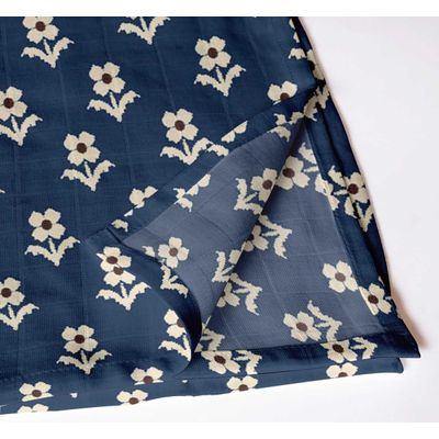 Guardanapos de Musselina de Algodão, Estampa Floral Azul em Bloco, Conj. 12, 51 cm, Para Jantar e Decoração, Laváveis à Máquina - Vargottam 50,8 Cm × 50,8 Cm – Pacote Com 12 Peças / Azul