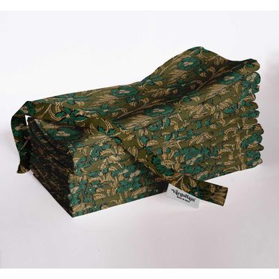 Guardanapos Musselina Algodão Floral Vintage Verde, Conj.12(51 cm), Absorventes, para Jantar e Decoração - Lavável na Máquina - Vargottam 50,8 Cm × 50,8 Cm – Pacote Com 12 Peças / Verde