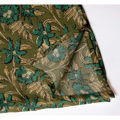 Guardanapos Musselina Algodão Floral Vintage Verde, Conj.12(51 cm), Absorventes, para Jantar e Decoração - Lavável na Máquina - Vargottam 50,8 Cm × 50,8 Cm – Pacote Com 12 Peças / Verde