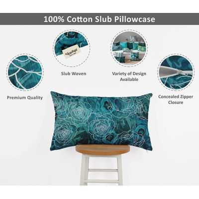 Capa de Almofada Lombar Decorativa com Estampa em Tema Azul - Vargottam 60,96 Cm × 30,48 Cm / Azul