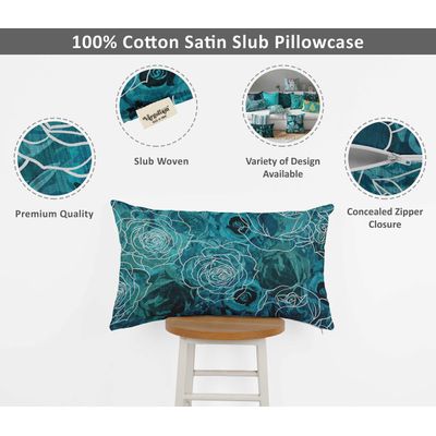 Capa de Almofada Lombar Decorativa com Estampa em Tema Azul - Vargottam 60,96 Cm × 30,48 Cm / Azul