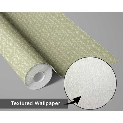 Papel de Parede Mini Lótus Estilo Asiático, Auto-Adesivo, Decoração DIY Fácil para Quarto e Sala, Verde - S4Sassy 63,5 cm (L) × 152,4 cm (C) / Verde - Vinil Texturizado