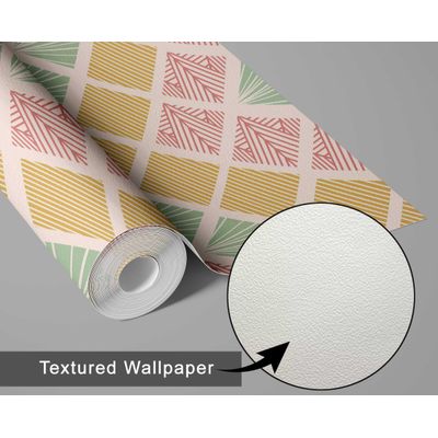 Papel de Parede Vinílico Autoadesivo, Estampa Geométrica Retrô Diamante Verde, Impermeável e Removível para Quartos e Salas - S4Sassy 63,5 cm (L) × 152,4 cm (C) / Verde - Vinil Texturizado