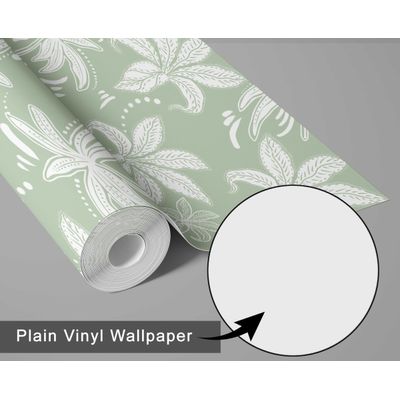 Papel de Parede Vinil Removível, Folha Retrô Chique, Impermeável, Verde, para Quartos e Salas - S4Sassy 63,5 cm (L) × 304,8 cm (C) / Verde - Vinil Texturizado