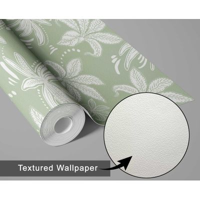 Papel de Parede Vinil Removível, Folha Retrô Chique, Impermeável, Verde, para Quartos e Salas - S4Sassy 63,5 cm (L) × 304,8 cm (C) / Verde - Vinil Texturizado