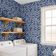 Papel de Parede Autoadesivo Decorativo Folhagem em Penas Vinil Impermeável Azul Removível para Inquilinos Quarto e Sala de Jantar - S4Sassy 63,5 cm (L) × 152,4 cm (C) / Azul - Vinil Texturizado